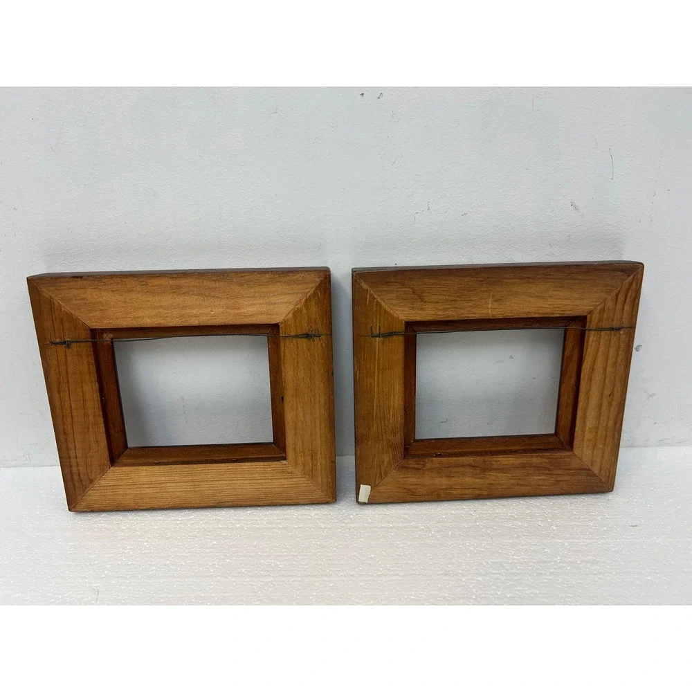 Traditional Wood Picture Frame Pair Dark Brown Fits 4.5x5.5 Set of 2 vintage art